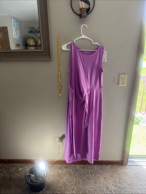 Lands' End Sleeveless Lavender Maxi Dress with Front Tie